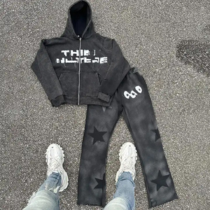 Acid Wash Tracksuit OEM Manufacturer Street Style Washed Hoodie and Pants Set Durable Fabric for Fashion Labels - Product Image 4