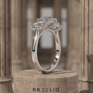 14K White Gold Three Stone Round 2CT Diamond Engagement Ring Trilogy <b>Bridal</b> Ring Custom OEM Supplier - Product Image 4