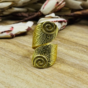 Trendy Design Shield Rings Boho Brass Tribal For Women Antique Brass Finish Swirl <b>Wrap</b> Statement Jewelry For Wholesale/OEM/ODM - Product Image 1