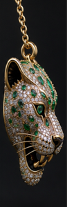 Gold Plated Leopard Head Pendant Necklace <b>Crystal</b> and Green Stone <b>Animal</b> Chain Necklace for Party Dating Wear - Product Image 4