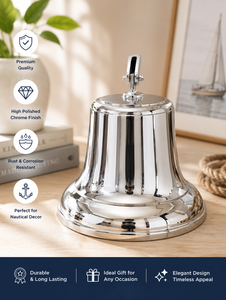 Grand cloche de bateau nautique en laiton massif de 18 pouces, décoration murale marine, cloche de bateau maritime avec corde de tirage pour la décoration de la maison, du bureau ou comme cadeau - Product Image 1