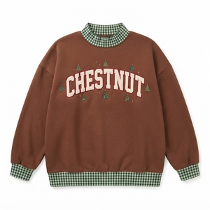 Women's Oversized <b>Christmas</b> <b>Sweatshirt</b> Turtleneck Gingham Trim Sequined Letter Print Long Sleeve Winter Pullover - Product Image 3