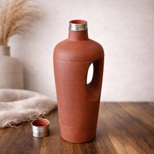 Bouteille d'eau en terre cuite 1000 ml, bouteille à boisson en argile avec poignée, utilisation moderne pour la maison et la cuisine - Product Image 4