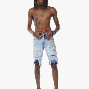 New Arrival Breathable Lightweight Denim Shorts for <b>Men</b> Vintage Medium Wash Relaxed Fit for Streetwear and Summer Fashion - Product Image 5