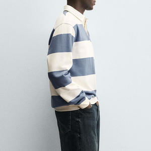 Polo de Manga Larga a Rayas para Hombre, Corte Regular Informal, Cuello Camisero, Estilo Pullover - Product Image 2