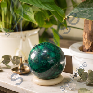 Sphère de cristal de malachite naturelle polie, boule verte, type de sculpture tendance, pour la décoration intérieure, le Feng Shui, la méditation, cadeau - Product Image 6