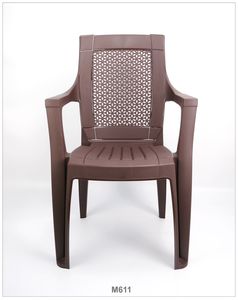 Fauteuil de salon Anax MYSTIQUE moderne en plastique marron avec assise en maille, dossier perforé, léger et empilable pour la maison - Product Image 1