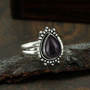 Bague en argent sterling 925 oxydé avec pierre précieuse onyx noir naturel, style vintage, sertissage clos, bijoux personnalisés pour femme – Meilleures ventes - Product Image 3