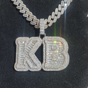 จี้เพชร VVS แบบใหม่ ประดับเพชรเต็มตัว สไตล์ฮิปฮอปสุดหรู  จี้ตัวอักษรเงินแท้ 925 สำหรับทั้งชายและหญิง - Product Image 1