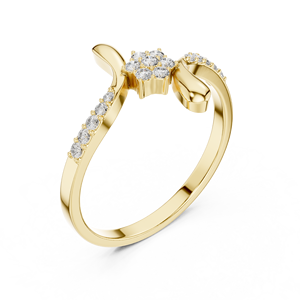 Anillo minimalista de oro amarillo macizo de 14k para mujer con diamantes de corte brillante redondo y piedras cultivadas en laboratorio para uso diario. - Product Image 1