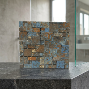 Design moderne linéaire dosseret mosaïque carreaux de mur diamant hexagonal Cube bande aléatoire porcelaine miroir verre 3D Look - Product Image 2