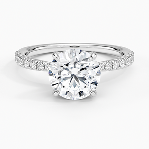 Bague de fiançailles en moissanite taille ronde grand format 2 carats, en argent sterling 925 plaqué rhodium, avec 36 pierres latérales serties à griffes, pour mariage - Product Image 4