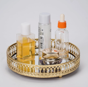 High Quality Gold Frame Metal <b>Mirror</b> Tray Dishwasher Safe for Tableware Serving Breakfast Bathroom Vanity Tray Hot Sale - Product Image 4