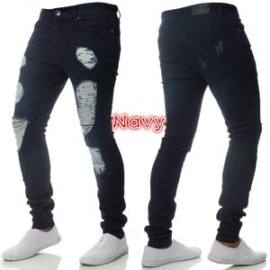 Pantalones Vaqueros Negros Ajustados, Desgastados y Rotos, de Cinco Bolsillos, Cintura Media, Largos, Estilo Casual, para Otoño - Product Image 2