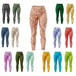 Leggings de compression taille haute en polyester respirant et extensible, personnalisables, pour le yoga et l'entraînement, coupe ajustée, vente en gros, très demandés - Product Image 1