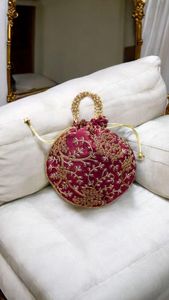 PRODUCTS EMBROIDERED BEADED DRAWSTRING Potli Bag Evening Party Handbag Bridal <b>Wedding</b> Purse Jewelry Cosmetics Packaging - Product Image 4