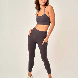 Ensemble de 2 leggings de yoga pour femmes, élégants et personnalisés, motif à carreaux, qualité supérieure, légers, respirants, séchage rapide, spandex/nylon - Product Image 3