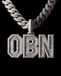 Hip Hop Customized Trendy Moissanite <b>Initial</b> Unisex Solid 925 Sterling Silver Iced <b>Chain</b> Charm Pendant for Certified - Product Image 3