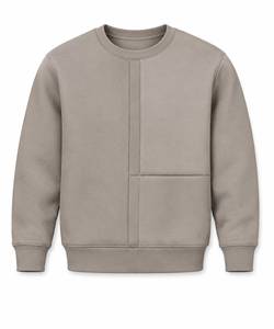Sweat-shirt pour homme avec surpiqûres contrastées, logo personnalisé et molleton épais, style minimaliste, pull en coton tricoté, vêtement d'automne - Product Image 2