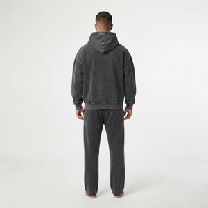 Conjunto Casual de Sudadera con Capucha y Pantalones Deportivos para Hombre, de Alta Calidad, con Lavado Ácido al Carbón, Cierre Completo, Hombros Caídos y Estilo Oversize - Product Image 6