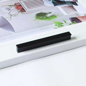 Hot Selling Wholesale Hardware Supplies Modern Matte Black Aluminum Alloy Edge <b>Pull</b> Handle for Kitchen Bathroom Cabinet <b>Drawer</b> - Product Image 6
