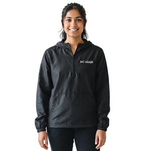Custom Embroidered <b>Windbreaker</b> Hoodie 3/4 Front Zipper Ladies Rain Top Lightweight Hiking <b>Camping</b> Waterproof Pullover Hoodies - Product Image 1