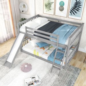 Lit superposé gris double avec glissière et échelle convertibles, lits pour enfants, ancien SKU GX000708AAE - Product Image 2