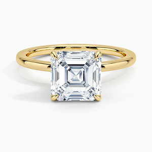 Anillo de Compromiso Femenino de Plata de Ley 925 con Línea de Alambre Liso y Diamantes de Moissanita Cuadrados - Product Image 1