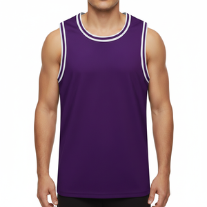 เสื้อบาสเก็ตบอลแบบไร้แขน ผ้าโพลีเอสเตอร์ 100% ป้องกันรังสียูวี แห้งเร็ว ระบายอากาศได้ดี ไซส์ใหญ่ ดีไซน์ล่าสุด แบบสั่งทำพิเศษ กลับด้านได้ - Product Image 1