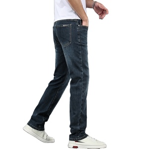 Jeans de Mezclilla para Hombre, de Alta Calidad, Corte Recto, Ajuste Regular, Transpirables, Ligeros, Lavados con Piedras, Colores Personalizados, Color Sólido, Casuales - Product Image 3