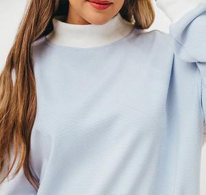 OEM Custom Logo Blank French Terry Oversized Cotton Women Winter Printed Thick Heavy 380g Mock Neck Streetwear Sweatshirt - Product Image 2