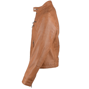 Chaqueta Varsity de Cuero Genuino Marrón para Hombre, Marca PIHA SPORTS, Transpirable, Estilo Motero, Cierre de Cremallera, para Invierno - Product Image 3