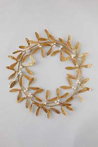 Luxury Metal Leaf <b>Wreath</b> Wall Decor Round Decorative Wall Hanging for Living Room Entryway Home Decoration - Product Image 3