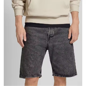 New Autumn Casual <b>Men</b> Denim Shorts Gym Running High Street Solid <b>Drawstring</b> Closure Distressed Ripped Spandex/Polyester - Product Image 3