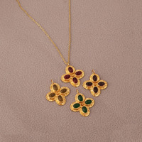 Collier Pendentif en Quartz Citron et Zircon Plaqué Or, Design Floral Bohème, Bijoux en Zircon Jaune pour Femme, Bijoux de Mode, Mariage