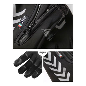 Gants d'hiver thermiques en cuir de vachette imperméables en tissu polyester coupe-vent pour le ski et le snowboard, antidérapants à doigts complets, vente en gros - Product Image 4