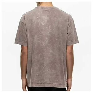 เสื้อยืดโอเวอร์ไซส์ผ้าฝ้ายถักน้ำหนักเบา 100% สไตล์วินเทจ ล้างสีแบบแอซิด พิมพ์โลโก้ตามสั่ง รุ่น 2027 - Product Image 3