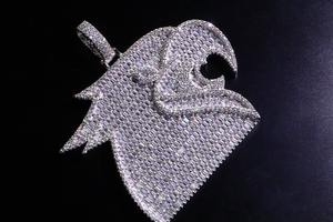 Colgante de Cabeza de Águila Chapado en Plata con Microincrustaciones de Moissanita, Estilo Hip Hop Unisex, Plata de Ley 925 - Product Image 2