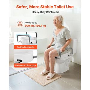 Asiento Elevador para Inodoro con Capacidad de Carga de 300 Libras, Altura Elevada de 3.5 Pulgadas, Reposabrazos Acolchados en Ambos Lados, Equipo de Seguridad para Baño - Product Image 4