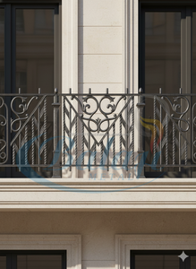 Rampe d'escalier de balcon commerciale moderne en fonte gris de 12 mm d'épaisseur, robuste, antirouille, hauteur de 24 pouces, galvanisée - Product Image 2