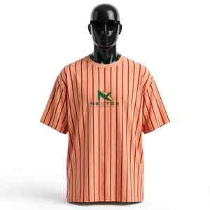 Camiseta Unisex NEXTEX con Rayas, Color Rojo Durazno, Algodón Suave, Cuello Redondo, Estilo Casual - Product Image 1