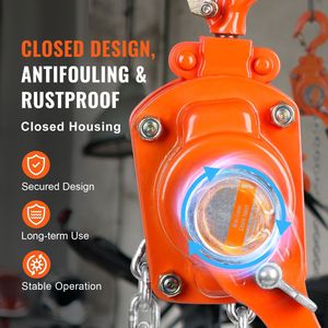 Paranco a Catena Manuale da 1/4 di Tonnellata (550 Libbre) con Freno a Doppia Zavorra Weston, in Acciaio al Carbonio Zincato G80, con Cavo da 5 Piedi - Product Image 5