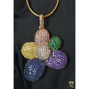 Collier pendentif en pierre colorée de qualité supérieure en argent sterling 925 avec design en diamant moissanite serti - Product Image 2