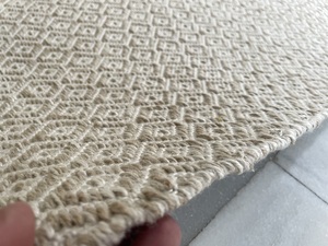 Alfombra india moderna de diseño a rayas, 100% poliéster, tejida a mano, de pelo largo, blanca, para uso en interiores y exteriores, lavable, gruesa y antideslizante. - Product Image 1