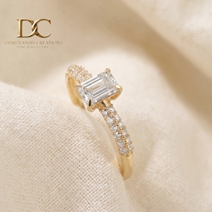 9K Solid <b>Gold</b> Octogan Lab Grown Diamond Pave <b>Set</b> for Certified Luxury Engagement <b>Ring</b> Fine Jewelry for Women - Product Image 4