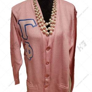 Cardigan en tricot personnalisé brodé pour femmes de la sororité Gamma Phi, cardigan grec sublimé pour femmes - Product Image 5