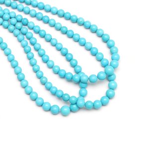 Perles rondes lisses en turquoise Sleeping Beauty Arizona 6-7mm, pierres précieuses naturelles en vrac pour la fabrication de bijoux - Product Image 1