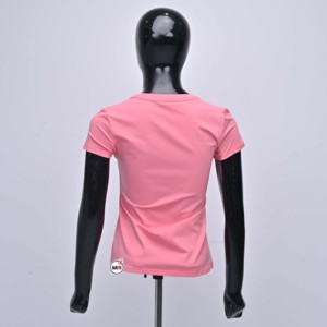 Camisetas de Manga Corta Color Rosa con Estampado Brillante, Cuello Redondo, Corte Regular, Estilo Casual, Camisetas de Tela Tejida para Mujer con Logotipo Personalizado - Product Image 2