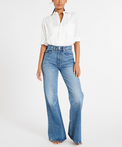 Jeans de Mezclilla Personalizados para Mujer, Pantalones de Pierna Ancha de Cintura Alta, Cintura Elástica, Pantalones Casuales Holgados - Product Image 3