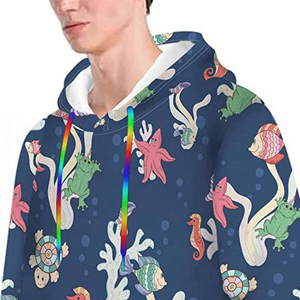 Sudadera con Capucha Unisex con Estampado de Vida Marina, Corte Regular, Informal, de Punto, de Poliéster, para Verano, con Bolsillo - Product Image 4